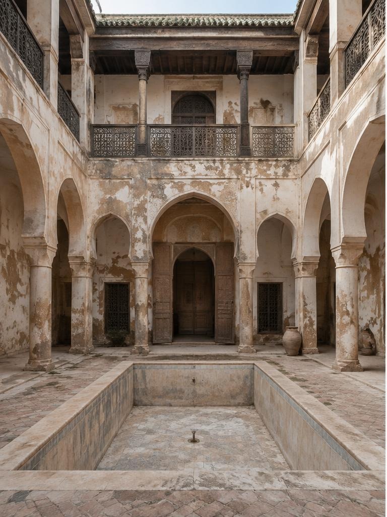 Illustrative riad courtyard before restoration