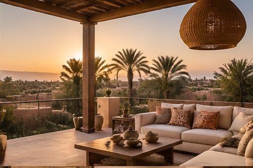 Private Marrakech villa terrace prepared for a luxury stay